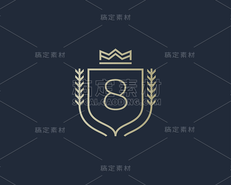 Premium number 8华丽的logo。优雅的数字crest标志图标