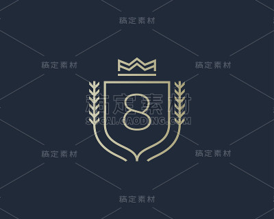 Premium number 8华丽的logo。优雅的数字crest标志图标
