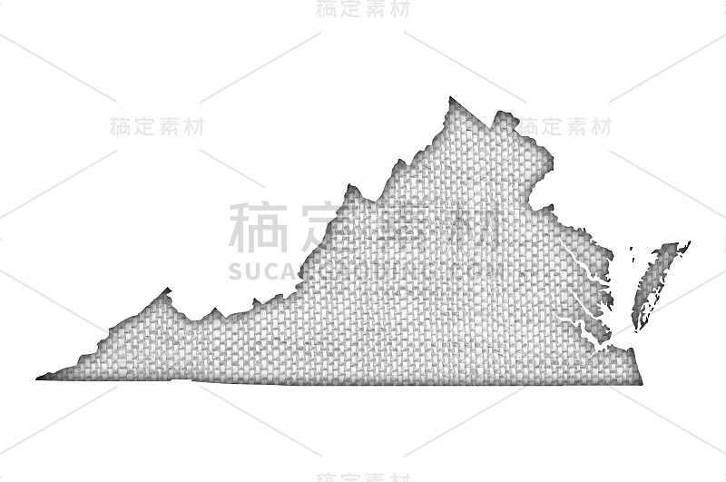 旧亚麻布上的弗吉尼亚地图