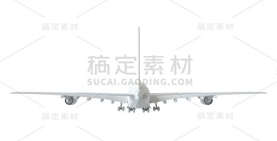 白色的飞机。孤立的