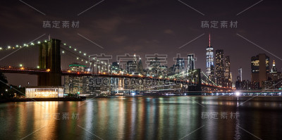 布鲁克林大桥-纽约夜景