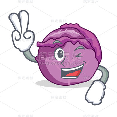 卡通人物两指红白菜