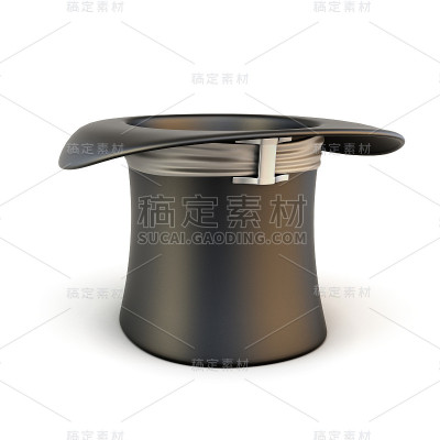 黑色大礼帽与丝带孤立的白色背景