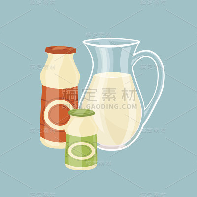 乳制品孤立在蓝色背景