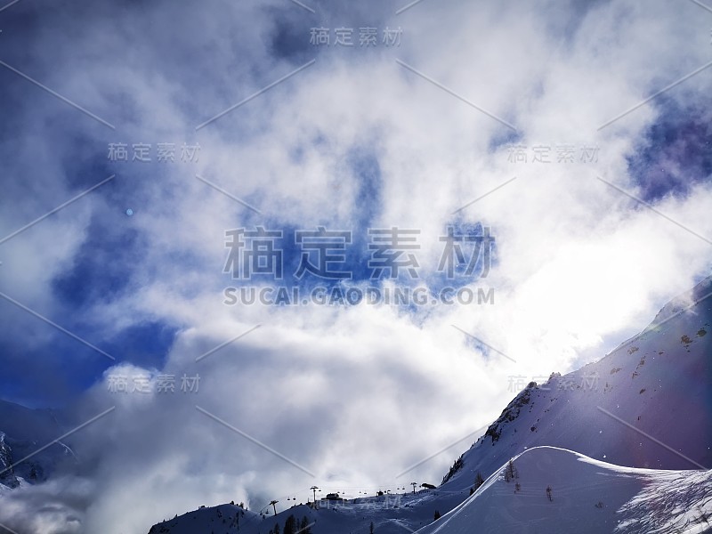 法国夏蒙尼，勃朗山，高山，滑雪，滑雪板，旅游，旅游，度假，美丽的雪冬天