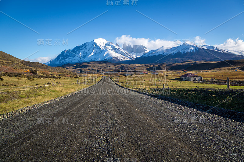 南智利巴塔哥尼亚Torres del Paine的景观