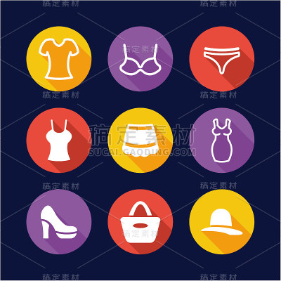 女性服装图标平面设计圈