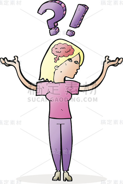 卡通女子提问