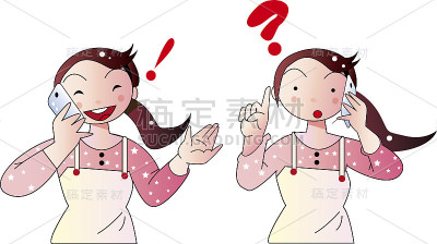 女性通过智能手机说话