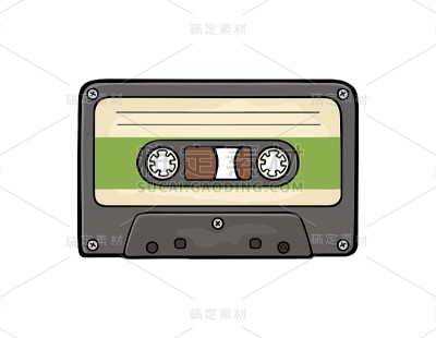 复古的录音带。矢量黑色平面插图