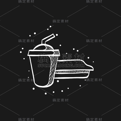 素描图标在黑色-软饮