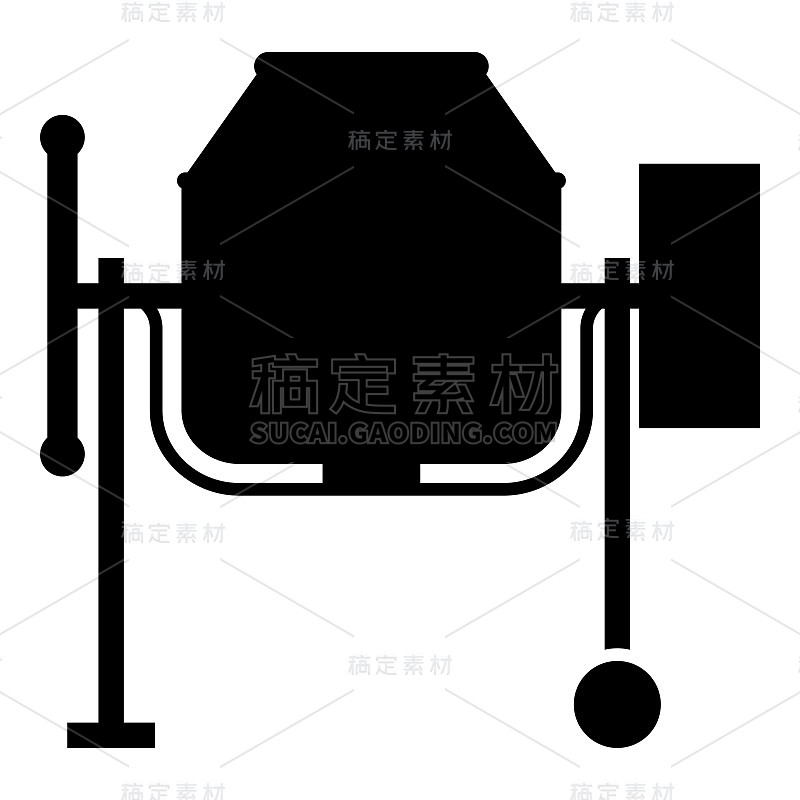 混凝土搅拌机水泥机图标黑色矢量插图平面风格的形象