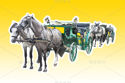 两匹马拉着两节旧马车