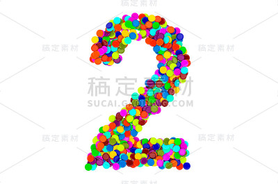 2号是五彩纸屑乐队的。3D渲染孤立的白色背景