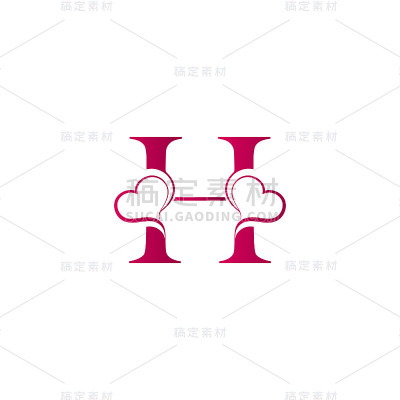 字母H图标配心形图标，情人节概念