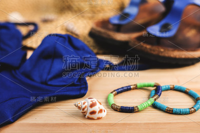 海上旅行配件蓝色比基尼