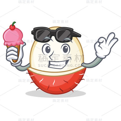 以冰淇淋红毛丹人物卡通风格