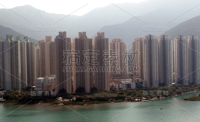 香港住宅建筑外观及水景。中国。亚洲