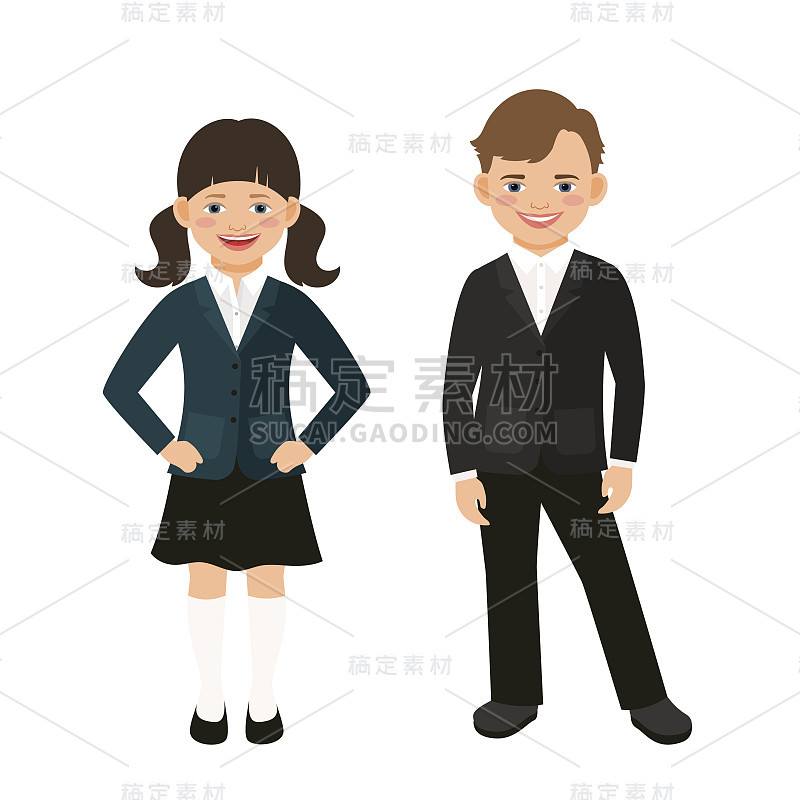 小学生穿校服的孩子们