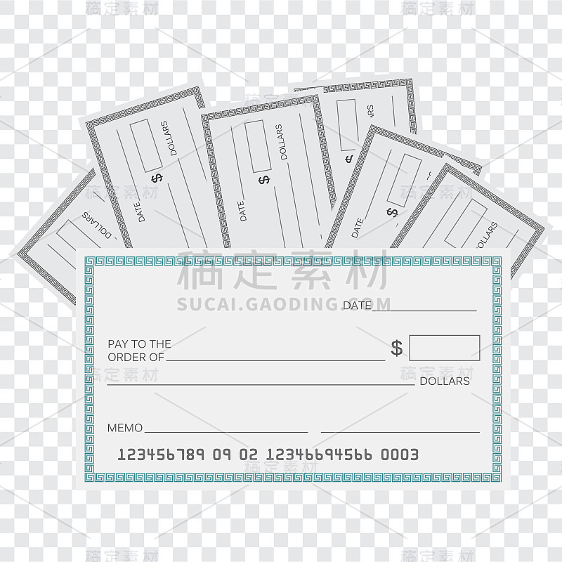 空白支票模板。检查模板向量。银行检查模板