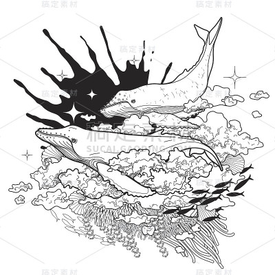 鲸鱼在天空中飞翔