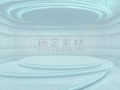 抽象的蓝色现代建筑背景。3 d