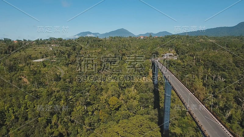 横跨丛林峡谷的桥。印尼巴厘岛