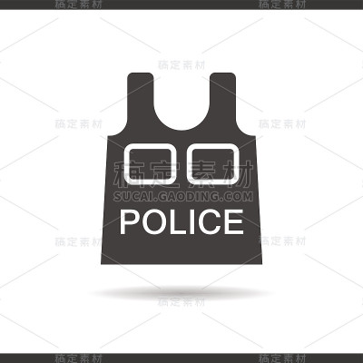 警察防弹背心图标。阴影。
