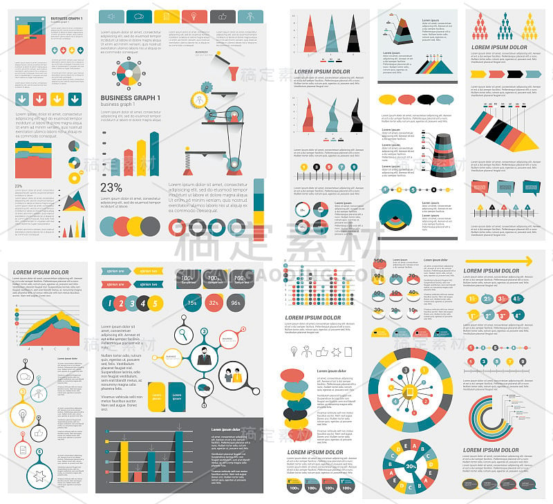 百万套信息图元素图表，图表，圆形图表