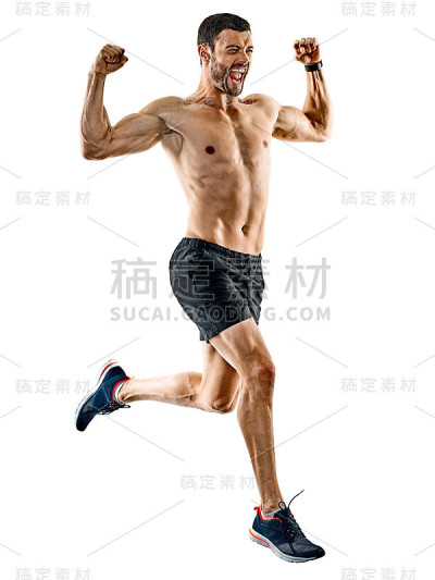 跑步的人，慢跑的人，慢跑的人，孤立的影子