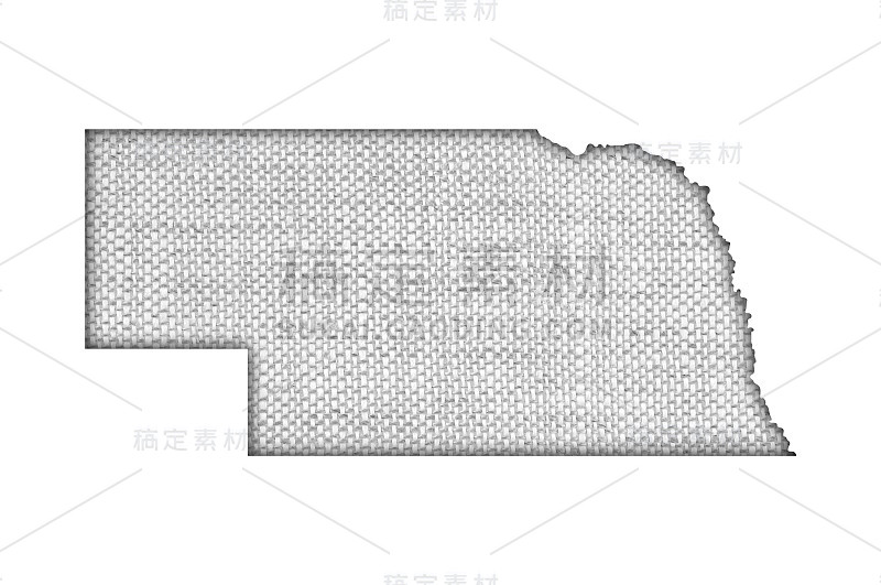 旧亚麻布上的内布拉斯加州地图