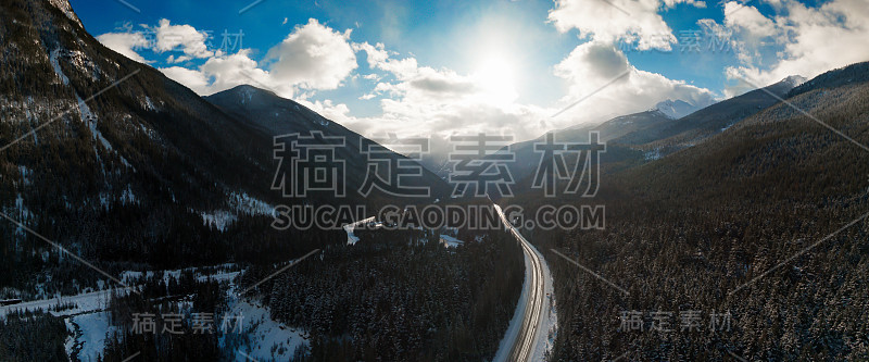 美丽的加拿大山景鸟瞰图