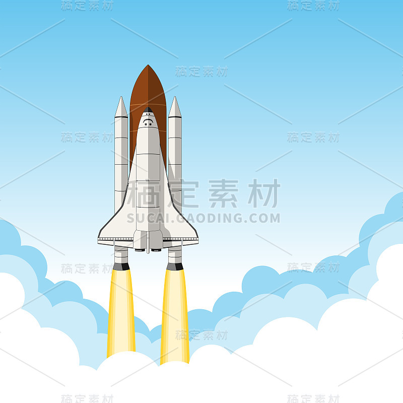 航天飞机发射。背景与文本的空间。