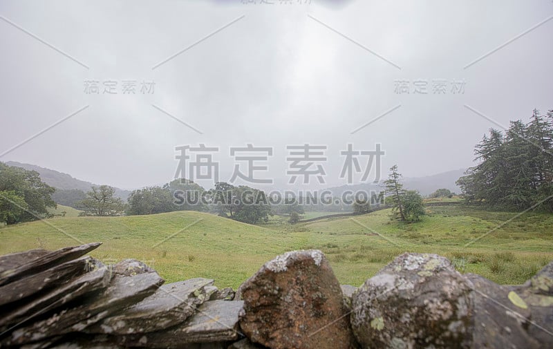 清晨漫步在阴雨绵绵的湖区，