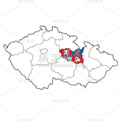捷克行政地图上pardubice地区的标志
