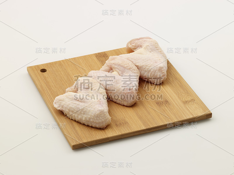 切菜板上的生鸡翅