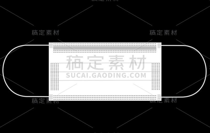 白色一次性口罩俯视图