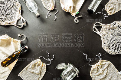 零废物可再用购物袋-黑色棉布袋