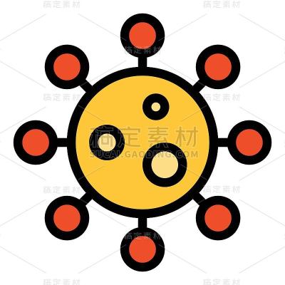 病毒或细菌矢量插图，填充样式图标