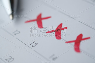 截止概念与红色标记的日历日期