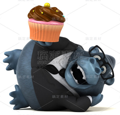 有趣的大猩猩- 3D插图