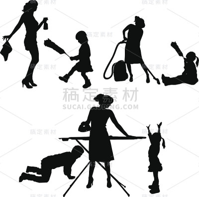 矢量剪影的家庭。
