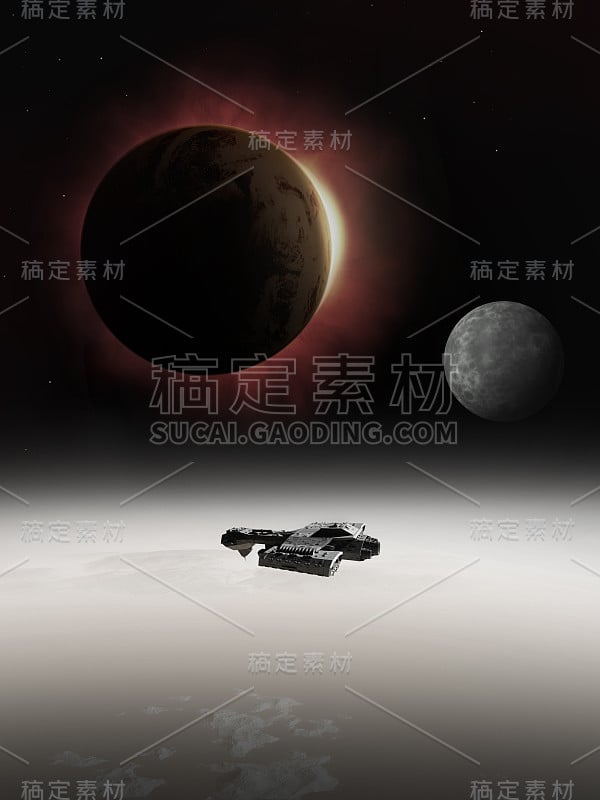 带有月食的星际飞船