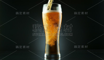 将啤酒倒入玻璃杯的动作定格