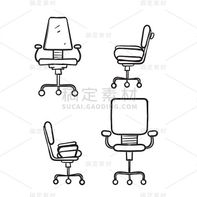 手绘涂鸦办公椅插图矢量孤立