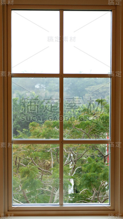 从一个美丽的传统窗户内观看