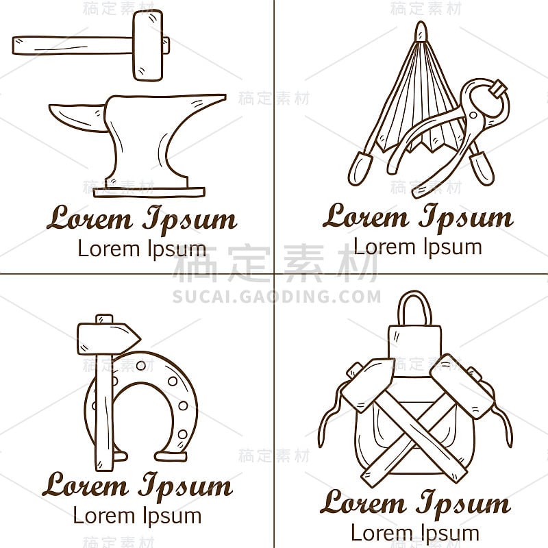 卡通徽章在手工绘制风格的铁匠