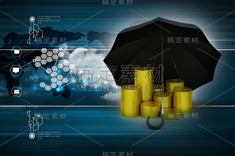 黑色伞下的金币