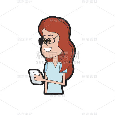 拿着智能手机，梳着发型的美女