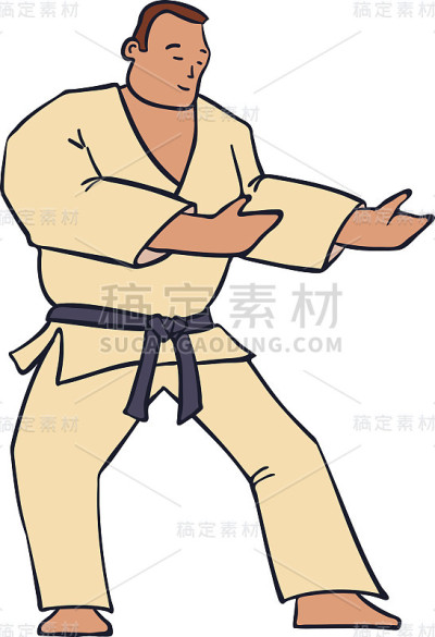 手绘人物在和服。向量